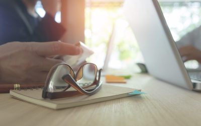 Business team working on a new business plan with modern digital computer with copyspace.